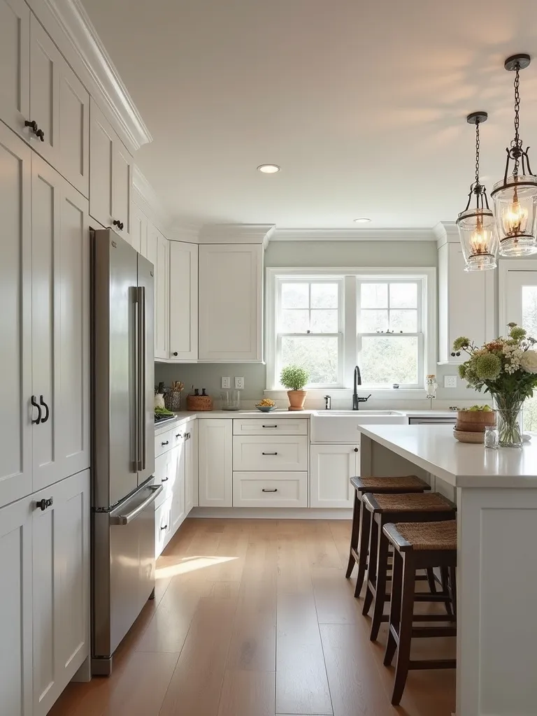 A clutter free kitchen with built-in cabinet appliance garage.