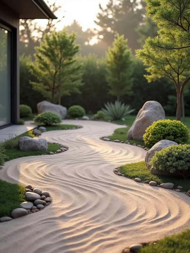 Minimalist Zen garden in a front yard