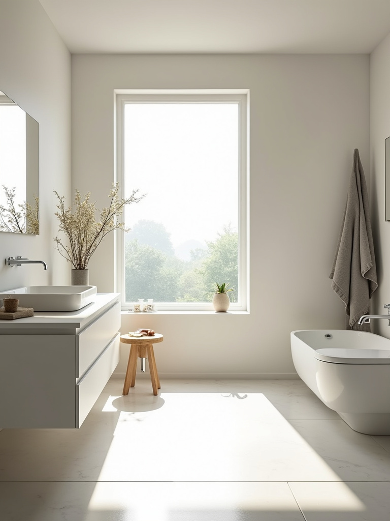 A person enjoying a relaxing bath in a newly renovated bathroom.