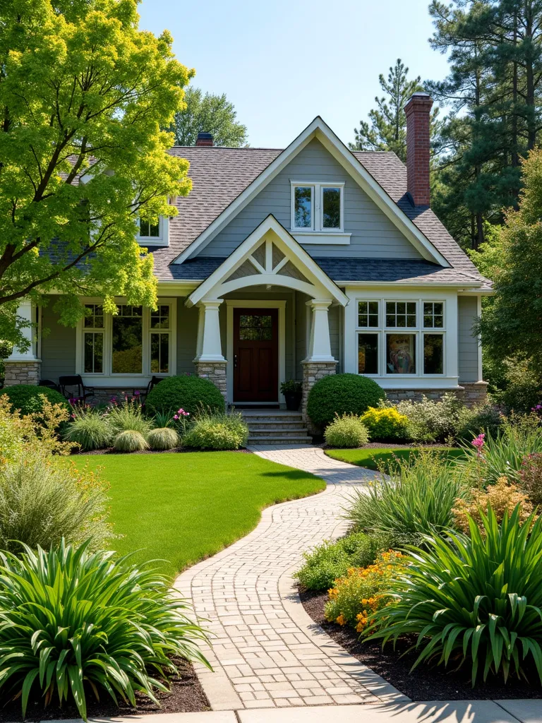 Front yard with garden showcasing native plants