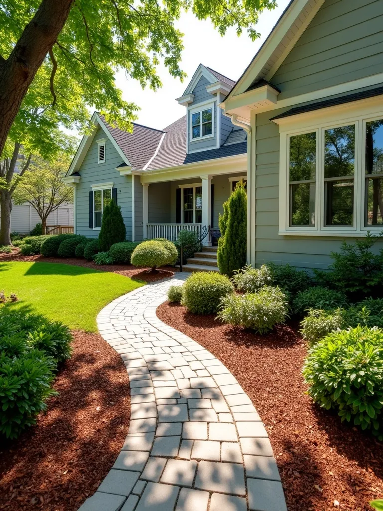 Mulch applied in a front yard for landscaping purposes
