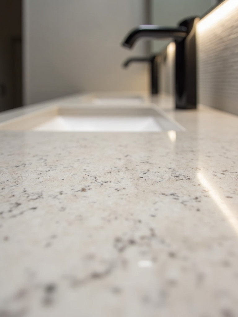 Close up of a modern bathroom countertop
