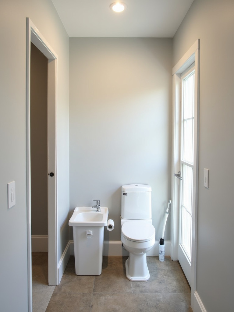 Temporary bathroom setup during a home renovation