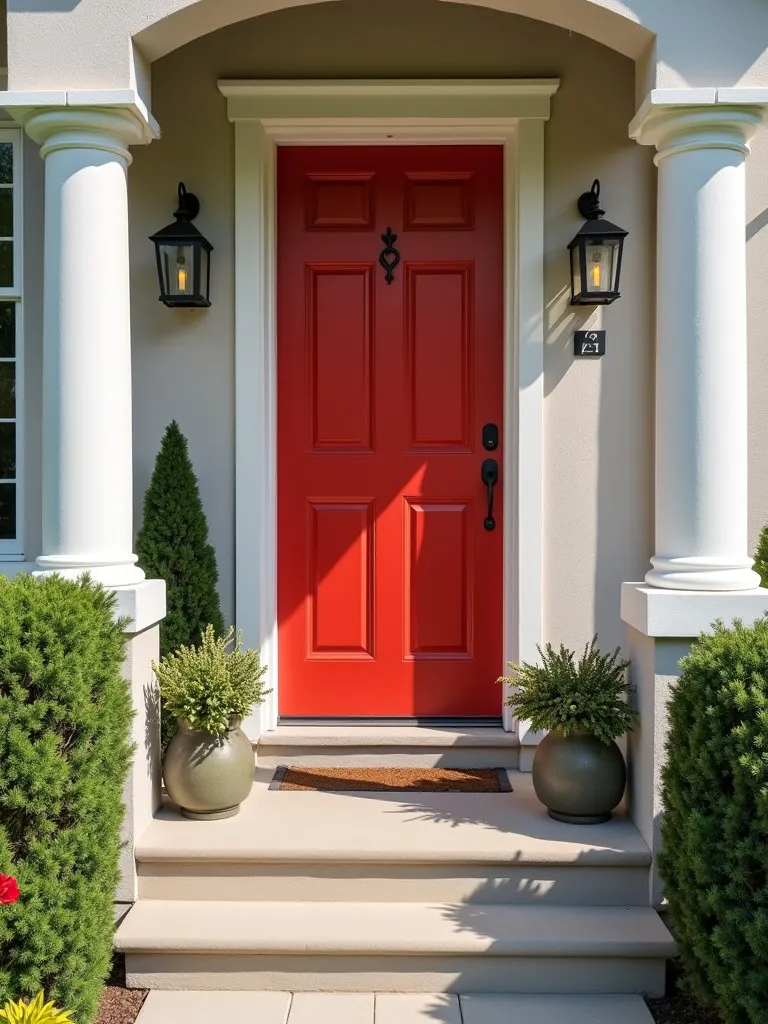 A newly painted front door in a bold color that makes a statement.
