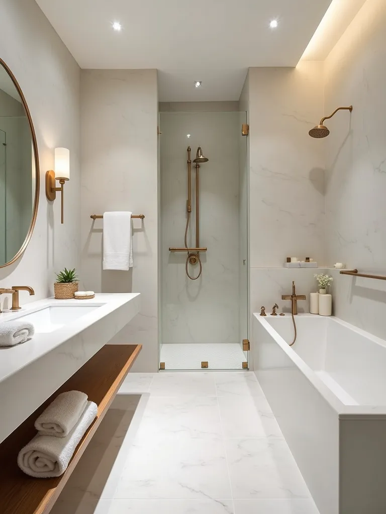 A professionally styled bathroom showcasing its elements of simplicity, cleanliness and classic elegance that creates an inviting and visually peaceful setting.