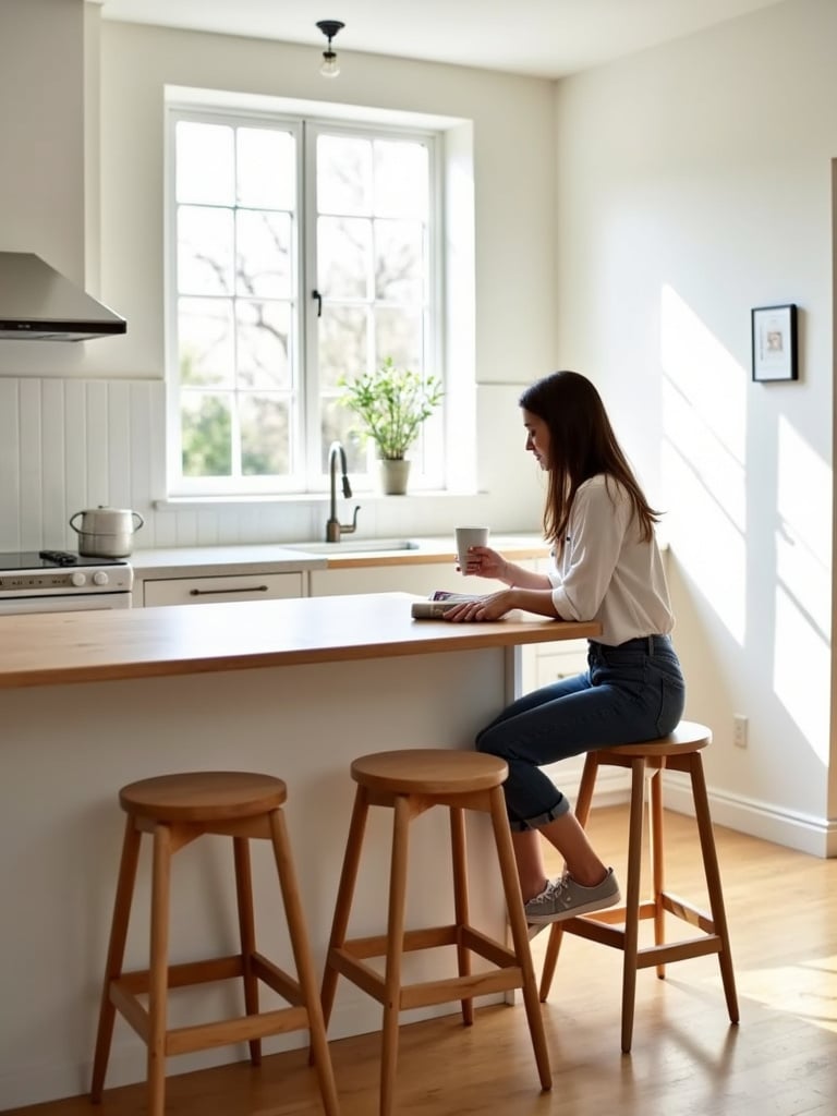 Small kitchen island with counter-height seating for maximizing space and comfort.