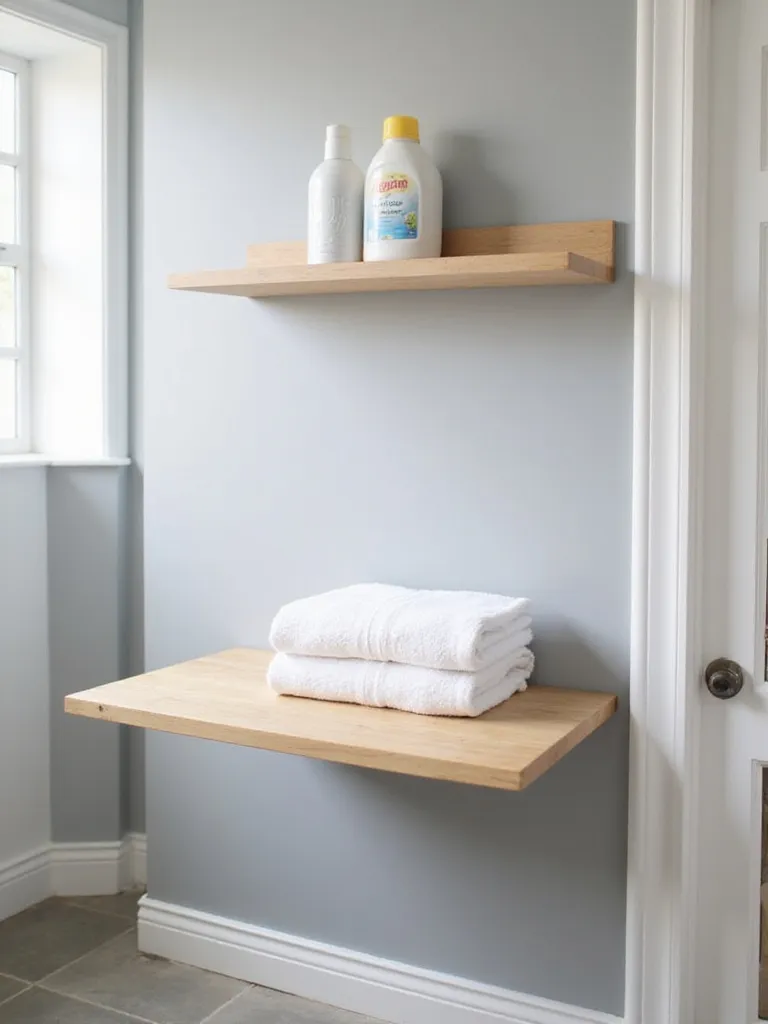 Folding laundry counter in a modern laundry room