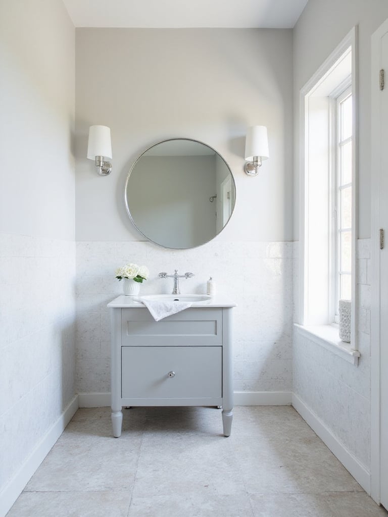 Small bathroom with light colors creating a bright and spacious feel.