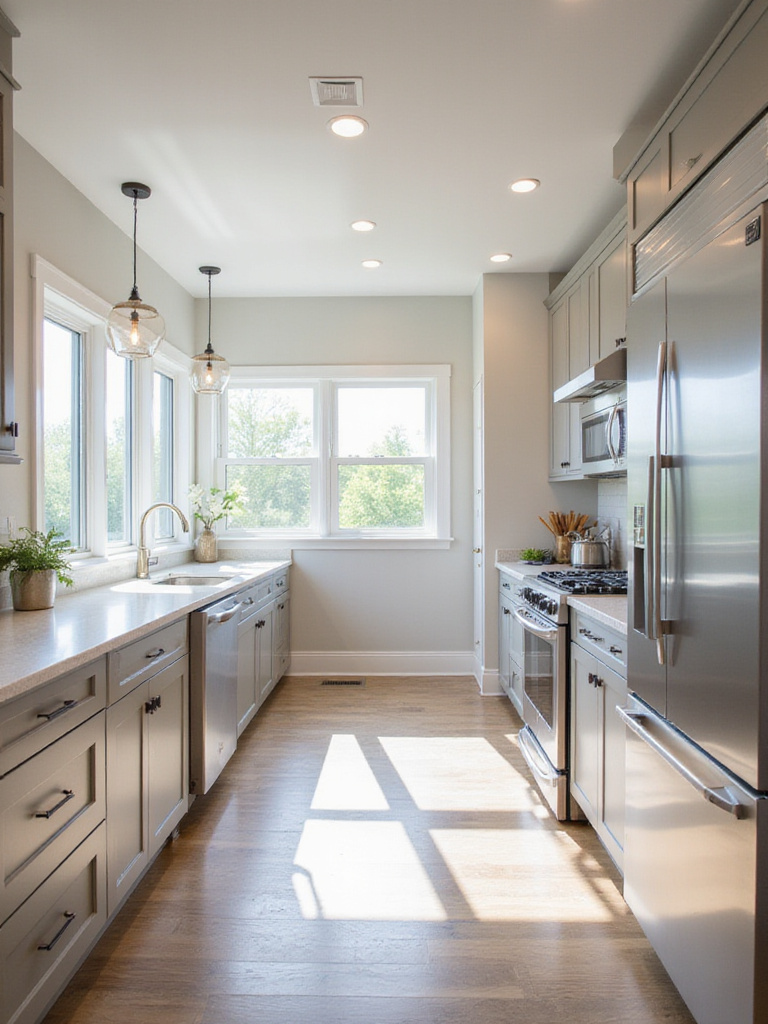 Modern kitchen interior with timeless finishes and features for resale value.