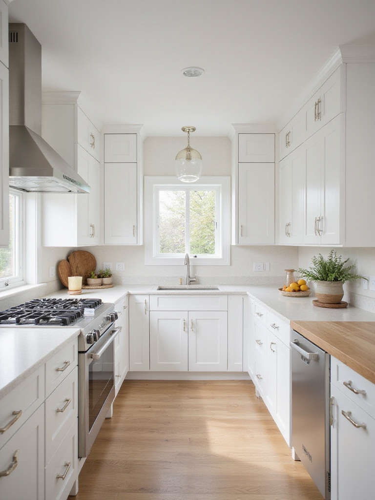 Modern kitchen showcasing frameless cabinets with bright lighting