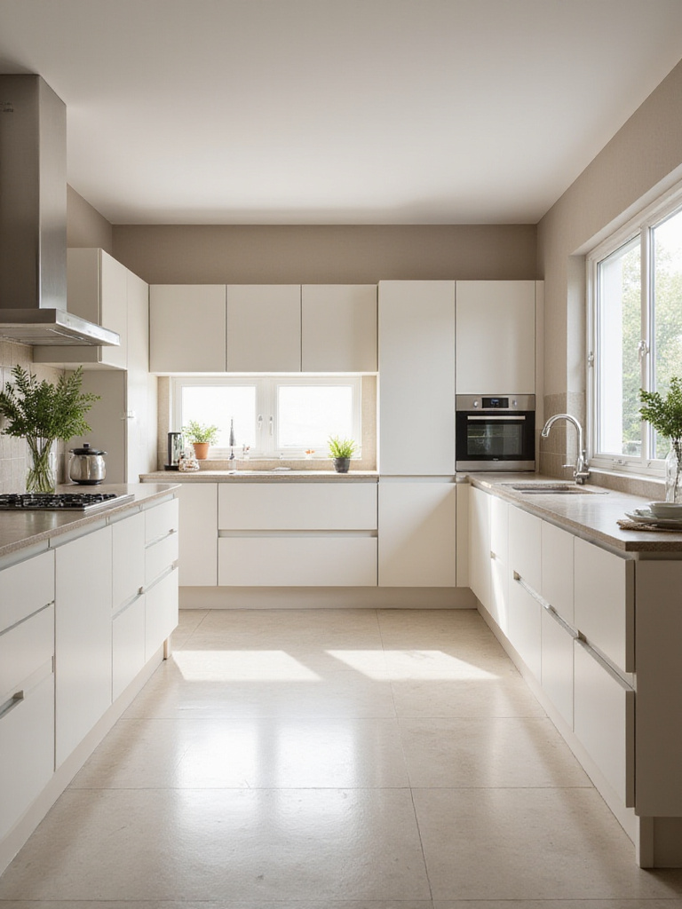 Modern minimalist kitchen with handleless cabinetry and <a href=