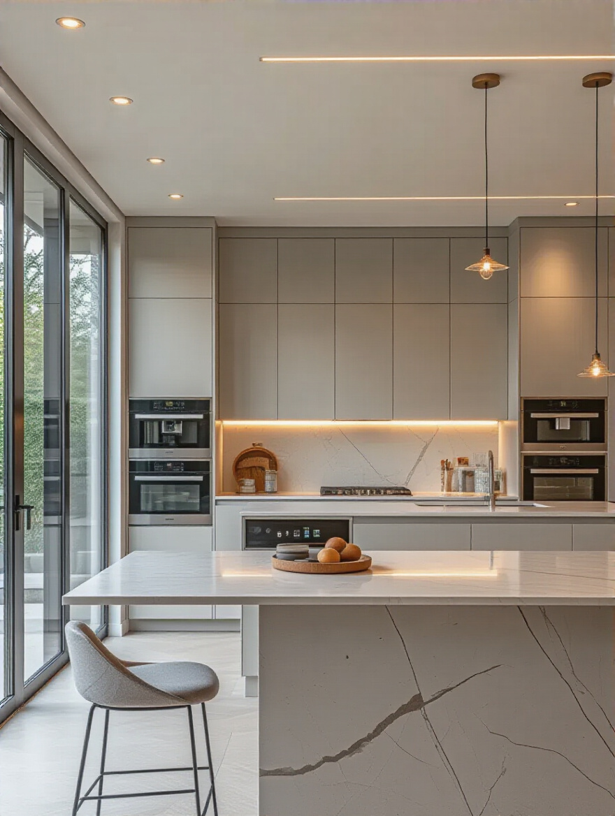 Portrait of a modern kitchen with integrated smart devices